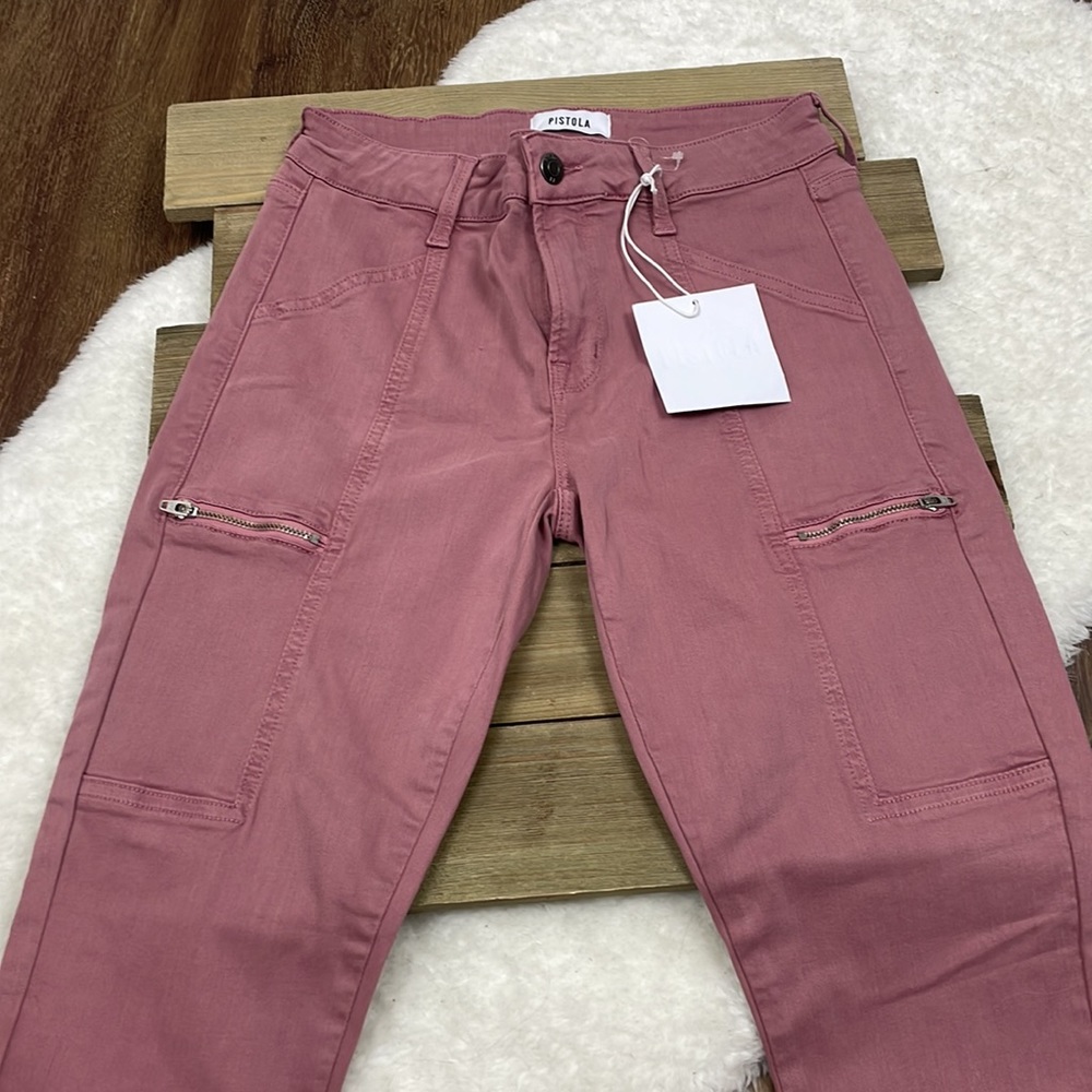 SOLD Pistola NWT Hannah Skinny Cargo Pants Plum Rose - Picture 5 of 7